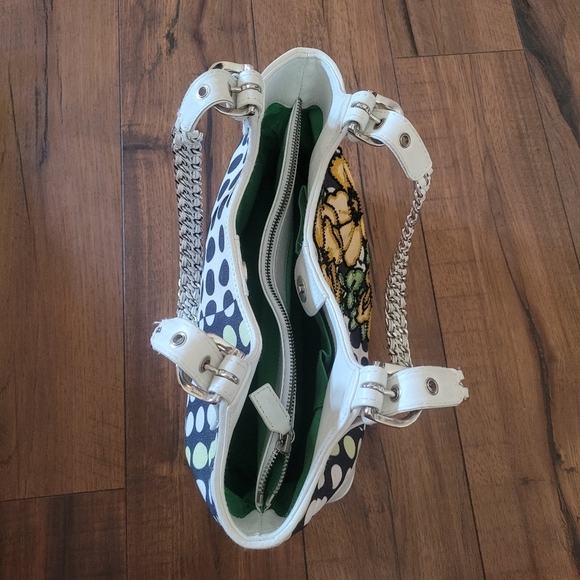 Isabella‎ Fiore Ursula White Polkadot Embroidered Beaded Floral Shoulder Bag - Picture 5 of 8